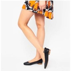 🩰 Anthropologie Bernardo Eloise Ballet Flats sz‎ 11 M Black Leather Heel Bows